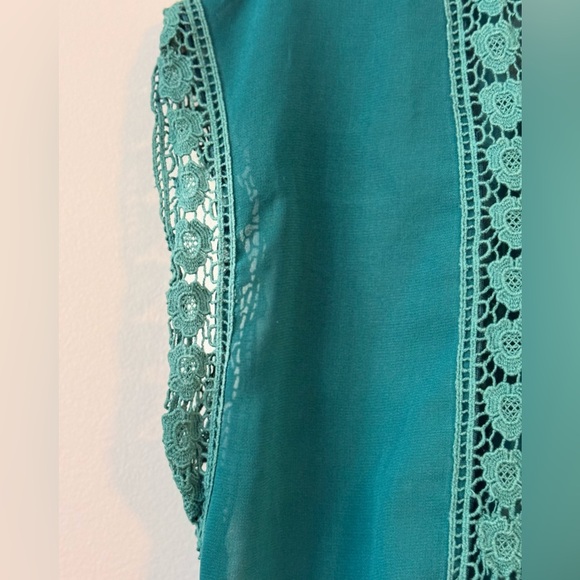 Daniel Rainn Sheer Turquoise Lace Blouse Size M - Picture 4 of 4